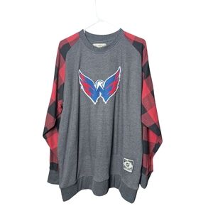 NHL Washington Capitals Sweatshirt Gray Blue Red Black Plaid Hockey Calhoun XLTG